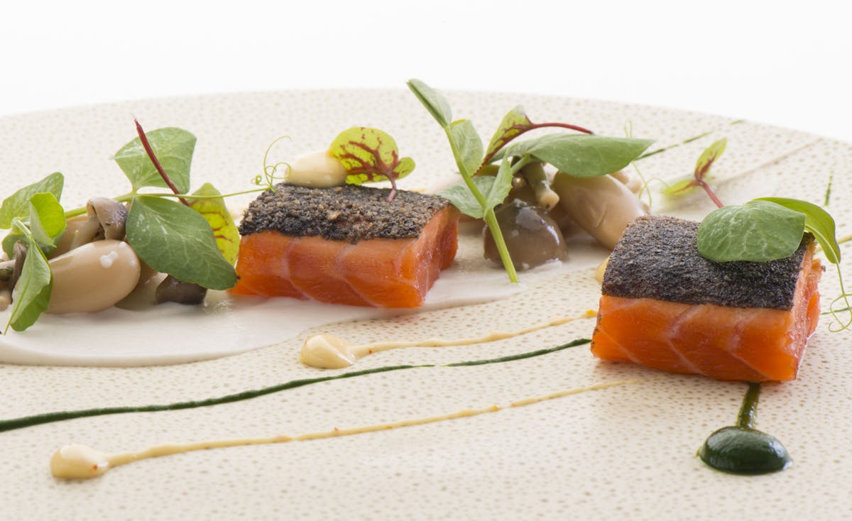 a plate topped with food and vegetables